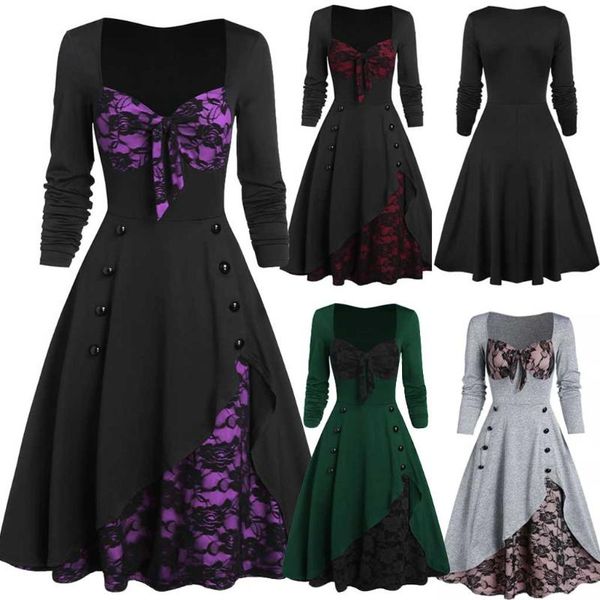 casual dresses vestidos elegantes para mujer dress women plus size party flower lace insert mock button bowknot vintage, Black;gray
casual dresses vestidos elegantes para mujer dress women plus size party flower lace insert mock button bowknot vintage, Black;gray