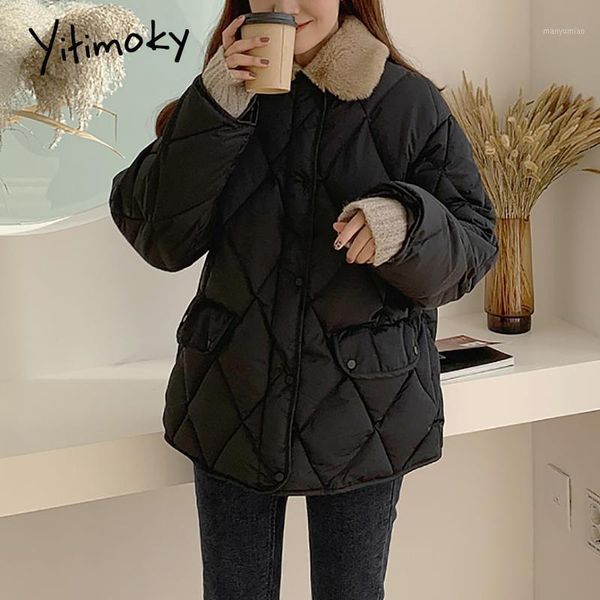 women's down & parkas yitimoky cotton winter coat women 2021 blcak argyle clothing long sleeve casual simple pockets woman jackets, Black
women's down & parkas yitimoky cotton winter coat women 2021 blcak argyle clothing long sleeve casual simple pockets woman jackets, Black
