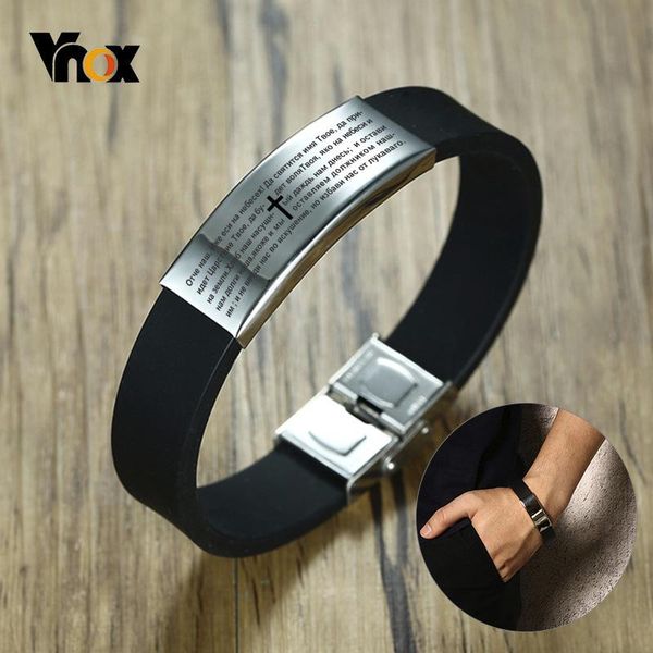 link, chain vnox russian germany latin assorted version bible verse bracelets for men the lords prayer quotes christian cross bangle, Black
link, chain vnox russian germany latin assorted version bible verse bracelets for men the lords prayer quotes christian cross bangle, Black