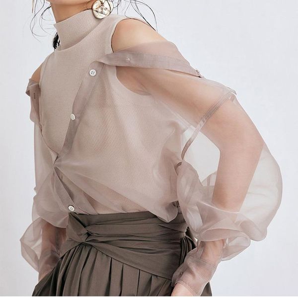 women's blouses & shirts fashion stylish knit bottoming with tulle shirt - ladies two-piece, White
women's blouses & shirts fashion stylish knit bottoming with tulle shirt - ladies two-piece, White