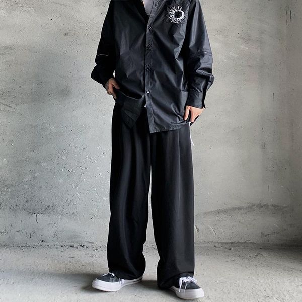 men's pants loose wide leg pleated casual high street retro el hip hop trend lazy wind straight tube, Black
men's pants loose wide leg pleated casual high street retro el hip hop trend lazy wind straight tube, Black
