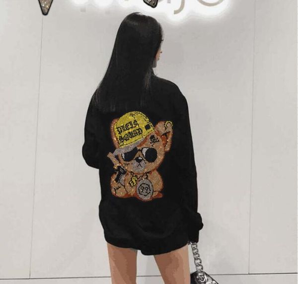 women's knits & tees the transport of autumn drop and winter long hoodies diamond stone fashion pattern loose around the neck superior, White 
women's knits & tees the transport of autumn drop and winter long hoodies diamond stone fashion pattern loose around the neck superior, White