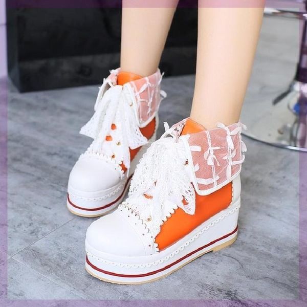 boots cute women's lace up platform round toe ankle wedge lolita sweet shoes mary janes plus size 34-48 oversize, Black
boots cute women's lace up platform round toe ankle wedge lolita sweet shoes mary janes plus size 34-48 oversize, Black