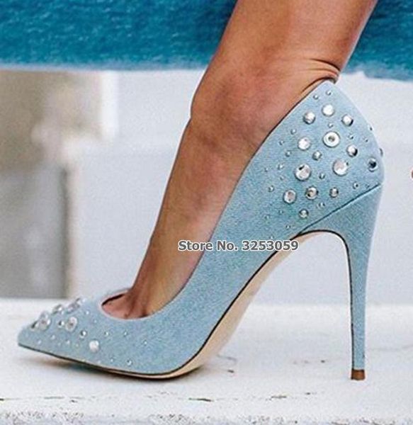 Lady Light Blue Denim Bling Crystal High Heel Pumps Sexy Jeans Glitter Rhinestone Decorated Dress Shoes Dropship, Black
Lady Light Blue Denim Bling Crystal High Heel Pumps Sexy Jeans Glitter Rhinestone Decorated Dress Shoes Dropship, Black