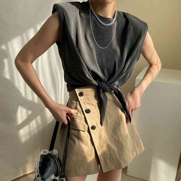 all-match round neck cross tie t-shirt + high waist design and bevel single-breasted skirt women fashion summer 2f0640 210510, White
all-match round neck cross tie t-shirt + high waist design and bevel single-breasted skirt women fashion summer 2f0640 210510, White