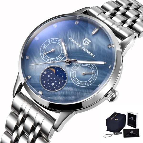 sun moon star trend ladies watch pagani design brand waterproof stainless steel luxury women quartz gift relogio wristwatches, Slivery;brown
sun moon star trend ladies watch pagani design brand waterproof stainless steel luxury women quartz gift relogio wristwatches, Slivery;brown