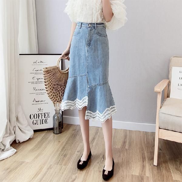 skirts 2021 summer women a-line high waist irregular ruffles denim skirt female mid-calf personality patchwork lace jeans z70, Black
skirts 2021 summer women a-line high waist irregular ruffles denim skirt female mid-calf personality patchwork lace jeans z70, Black