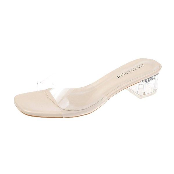 slippers fashionable women's 2021 summer wear transparent vamp mature belt with heel all-match, Black
slippers fashionable women's 2021 summer wear transparent vamp mature belt with heel all-match, Black