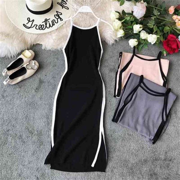 summer women knitted sweater dress slim fashion patchwork spaghetti strap bodycon dresses ladies casual basic long robe 210525, Black;gray
summer women knitted sweater dress slim fashion patchwork spaghetti strap bodycon dresses ladies casual basic long robe 210525, Black;gray