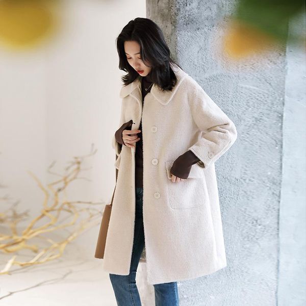 women's wool & blends mink coat medium length 2021 hepburn loose thickened imitation winter, Black
women's wool & blends mink coat medium length 2021 hepburn loose thickened imitation winter, Black