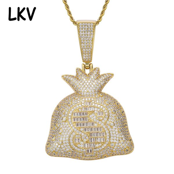 personalized dollar symbol money bag pendant hip hop gold plated zircon necklace, Silver
personalized dollar symbol money bag pendant hip hop gold plated zircon necklace, Silver