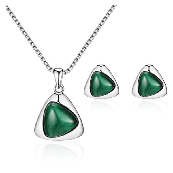 earrings & necklace alloy electroplating triangle geometry cat's eye earring set box chain b232, Silver
earrings & necklace alloy electroplating triangle geometry cat's eye earring set box chain b232, Silver