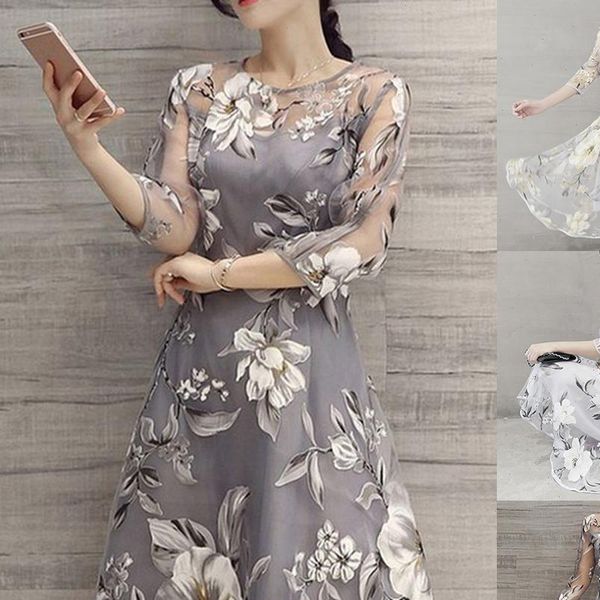 midi o neck 3 womens dress 4 mesh sleeve print large swing double layer elegant lady summer, Black;gray
midi o neck 3 womens dress 4 mesh sleeve print large swing double layer elegant lady summer, Black;gray