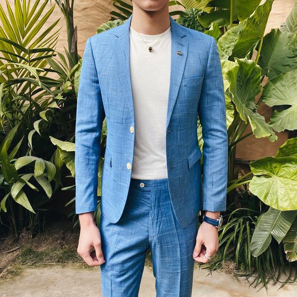 jogging clothing 2022 spring and summer thin section light blue two-button suit fashion casual men's wedding dress slim, Black;red
jogging clothing 2022 spring and summer thin section light blue two-button suit fashion casual men's wedding dress slim, Black;red