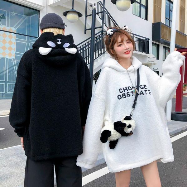 women's hoodies & sweatshirts korean preppy girl faux lambswool sweatshirt harajuku vintage punk style women cute warm embroidery coupl, Black
women's hoodies & sweatshirts korean preppy girl faux lambswool sweatshirt harajuku vintage punk style women cute warm embroidery coupl, Black