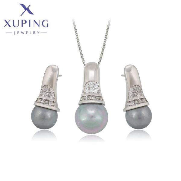 earrings & necklace xuping fashion imitation pearl pendant jewelry sets with rhodium plated for women 60087, Silver
earrings & necklace xuping fashion imitation pearl pendant jewelry sets with rhodium plated for women 60087, Silver