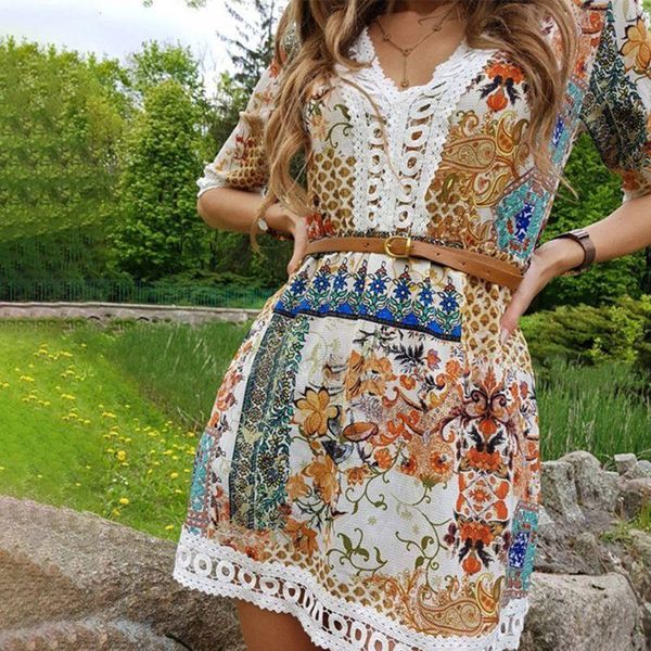 casual dresses 2021 summer women holiday boho v neck lace patch floral print mini sundress short dress n2ue, Black;gray
casual dresses 2021 summer women holiday boho v neck lace patch floral print mini sundress short dress n2ue, Black;gray