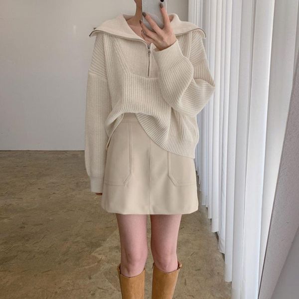 women's sweaters korean fashion womens sweater solid color simplicity thicken warm long sleeve pullover loose casual knitting 2021, White;black
women's sweaters korean fashion womens sweater solid color simplicity thicken warm long sleeve pullover loose casual knitting 2021, White;black