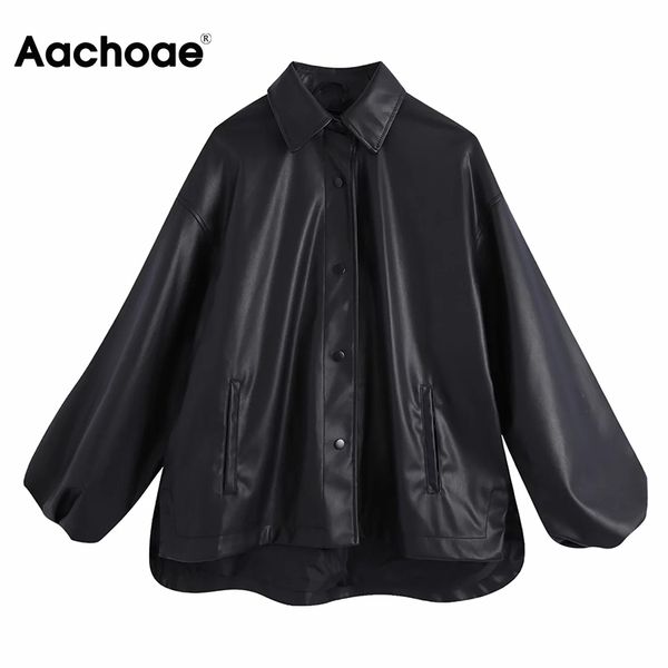 aachoae streetwear black pu faux leather shirt jacket women long sleeve outerwear turn down collar irregular hem coat 210413
aachoae streetwear black pu faux leather shirt jacket women long sleeve outerwear turn down collar irregular hem coat 210413