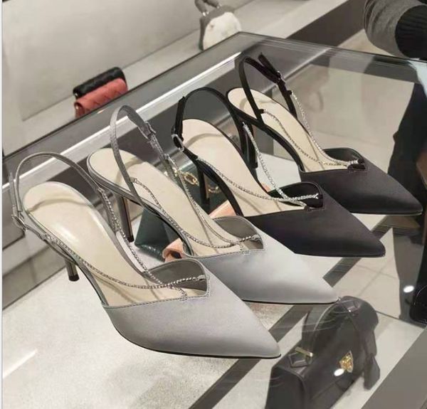 small shoes spring versatile new rhinestone elegant women's chain pointed high heeled sandal, Black
small shoes spring versatile new rhinestone elegant women's chain pointed high heeled sandal, Black