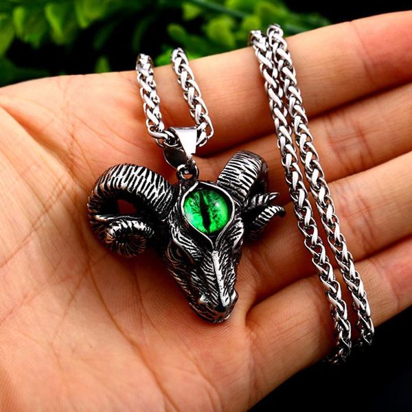 chains vintage stainless steel satan skull necklace pendant men punk sheep head demon eye jewelry goth accessories, Silver
chains vintage stainless steel satan skull necklace pendant men punk sheep head demon eye jewelry goth accessories, Silver