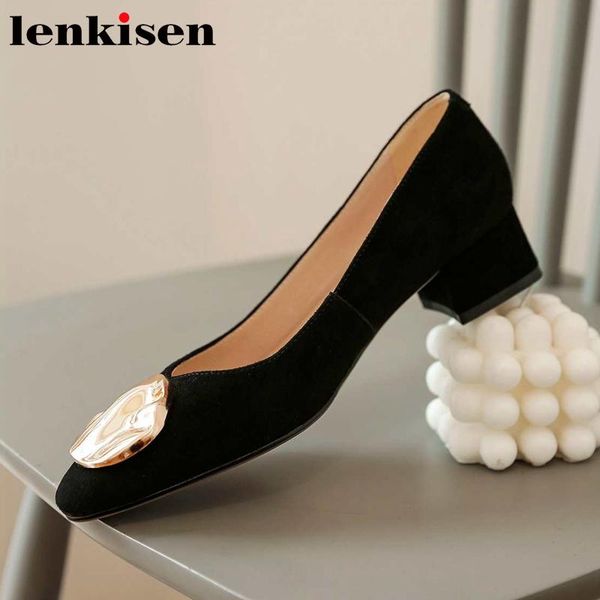 dress shoes lenkisen full grain leather breathable square toe med heel comfortable metal decorations women pumps l25, Black
dress shoes lenkisen full grain leather breathable square toe med heel comfortable metal decorations women pumps l25, Black