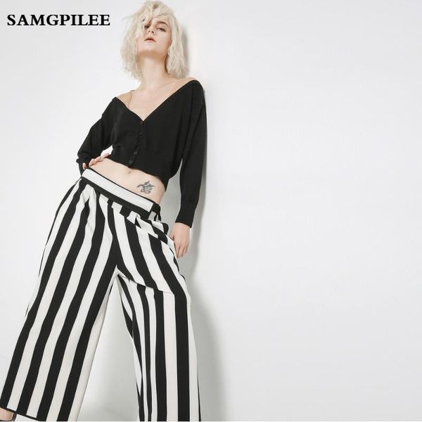 women's pants & capris 2021 arrival samgpilee ankle-length casual loose broadcloth elastic waist striped mid flat wide leg women plant, Black;white
women's pants & capris 2021 arrival samgpilee ankle-length casual loose broadcloth elastic waist striped mid flat wide leg women plant, Black;white