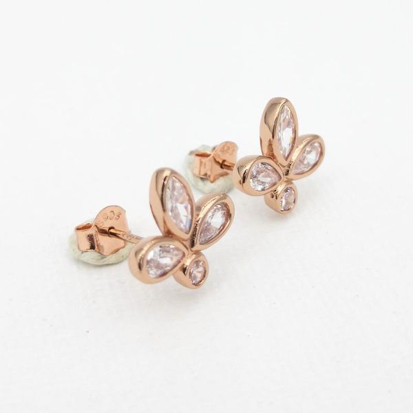 women's sterling silver classic rose gold lily with zircon ear studs couple stud, Golden;silver
women's sterling silver classic rose gold lily with zircon ear studs couple stud, Golden;silver
