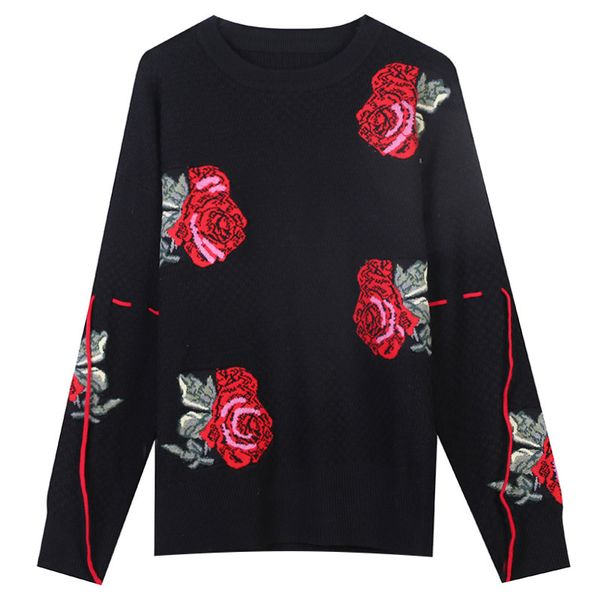 women's sweaters runway women christmas sweater jumper long-sleeved o-neck red rose floral embroidery thick loose knit black wibg, White;black
women's sweaters runway women christmas sweater jumper long-sleeved o-neck red rose floral embroidery thick loose knit black wibg, White;black