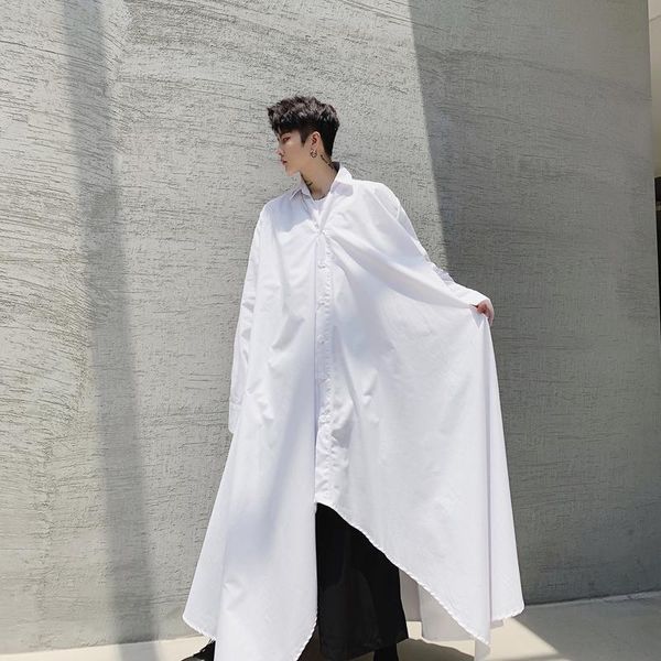 men's casual shirts men long sleeve black white irregular rope shirt dress male women streetwear vintage gothic style japan kimono robe, White;black
men's casual shirts men long sleeve black white irregular rope shirt dress male women streetwear vintage gothic style japan kimono robe, White;black