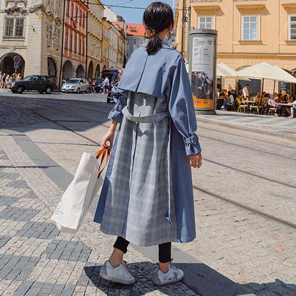 women's trench coats spring autumn long coat women full sleeve casual splice plaid loose outerwear lady 2021 korean fashion belt windbr, Tan;black
women's trench coats spring autumn long coat women full sleeve casual splice plaid loose outerwear lady 2021 korean fashion belt windbr, Tan;black