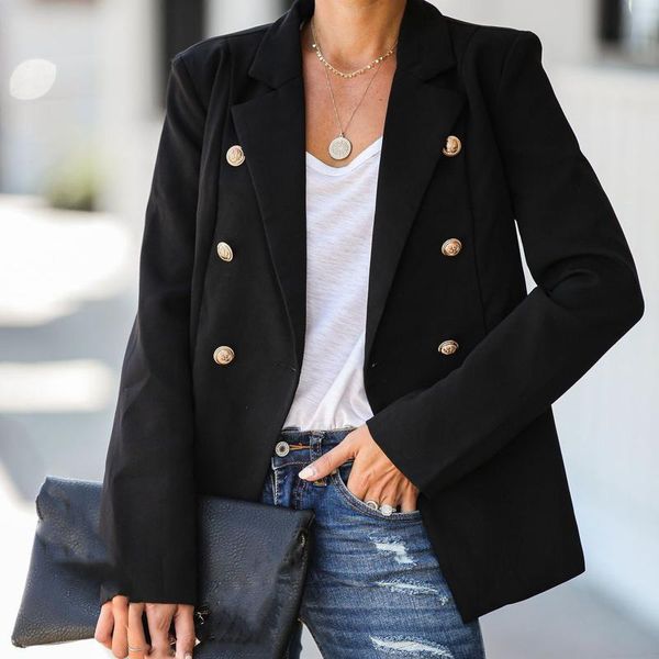 women's suits & blazers classic double breasted metal lion buttons fashion women solid color casual suit temperament button long-sleeve, White;black
women's suits & blazers classic double breasted metal lion buttons fashion women solid color casual suit temperament button long-sleeve, White;black