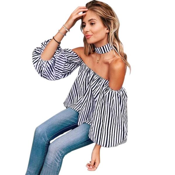 women's blouses & shirts lantern sleeve women striped off shoulder cute blouse female plus size clothing top, White
women's blouses & shirts lantern sleeve women striped off shoulder cute blouse female plus size clothing top, White