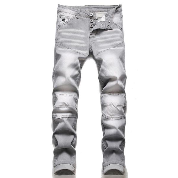 men's jeans elastic spring and autumn style european american stitching gray slim feet feng shui cave, Blue
men's jeans elastic spring and autumn style european american stitching gray slim feet feng shui cave, Blue