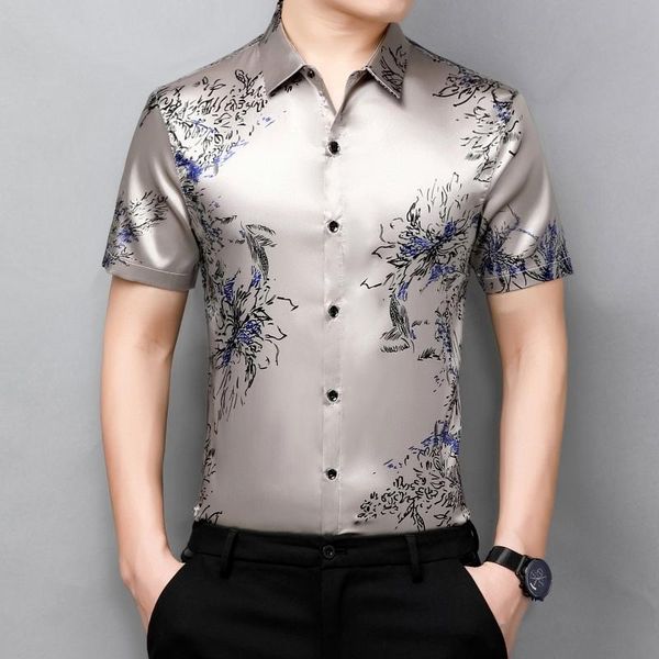 men's casual shirts summer mens satin short sleeve floral middle-aged vintage slim fit silk flowers printed oversized dress large size, White;black
men's casual shirts summer mens satin short sleeve floral middle-aged vintage slim fit silk flowers printed oversized dress large size, White;black