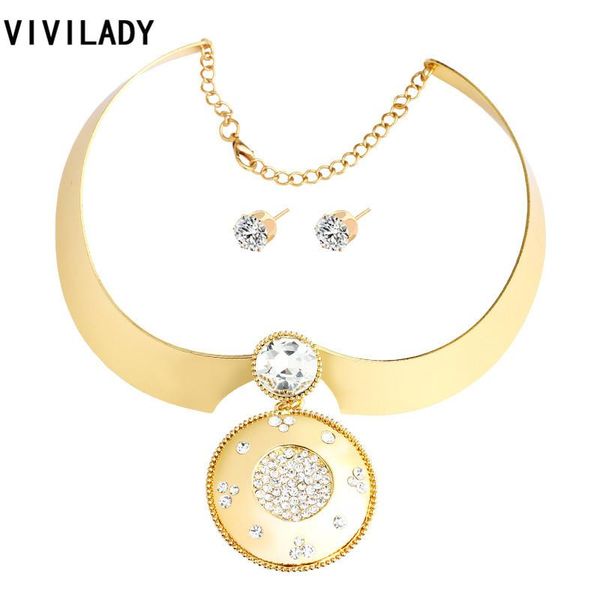earrings & necklace vivilady jeweley sets metal chokers round crystals rhinestone african necklaces stud women wedding accessories, Silver
earrings & necklace vivilady jeweley sets metal chokers round crystals rhinestone african necklaces stud women wedding accessories, Silver