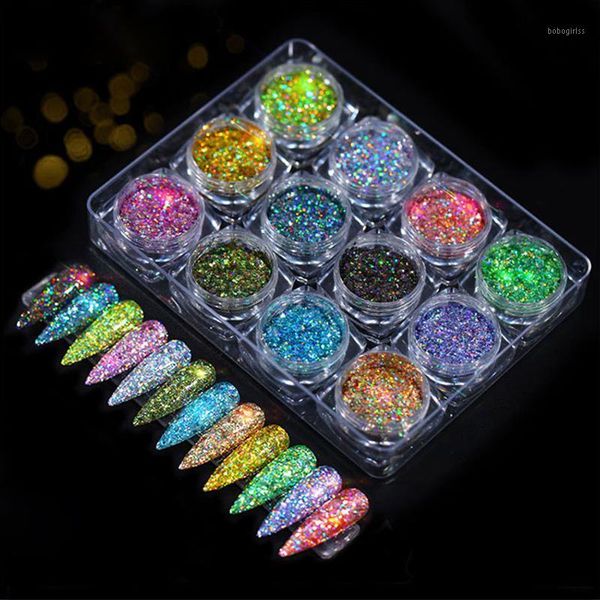 12boxes/set holographics nail glitter powder iridescent flakes sequins shining paillette dust for uv gel polish nails1, Silver;gold
12boxes/set holographics nail glitter powder iridescent flakes sequins shining paillette dust for uv gel polish nails1, Silver;gold