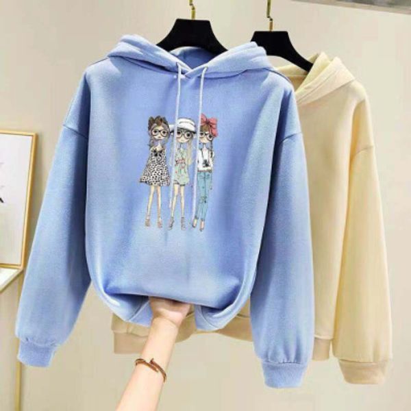 figure pattern printed hoodie women's autumn and winter style with velvet and thick student korean version loose round neck hooded long, Black
figure pattern printed hoodie women's autumn and winter style with velvet and thick student korean version loose round neck hooded long, Black
