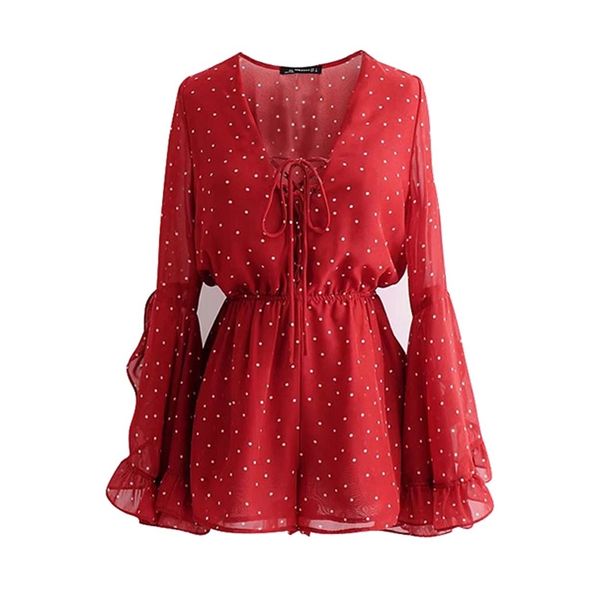 red polka dot chiffon ruffle v neck long sleeve playsuits women rompers lace up flare j0030 210514, Black;white
red polka dot chiffon ruffle v neck long sleeve playsuits women rompers lace up flare j0030 210514, Black;white