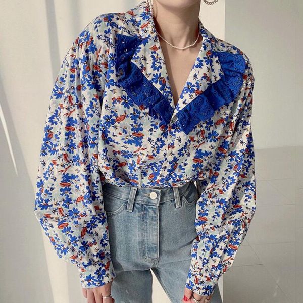 women's blouses & shirts south korea chic western style all-match lapel hollow lace stitching single breasted loose puff sleeve floral, White
women's blouses & shirts south korea chic western style all-match lapel hollow lace stitching single breasted loose puff sleeve floral, White