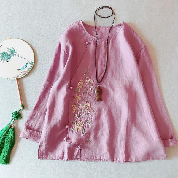 women's blouses & shirts cotton women shirt 2021 spring embroidered linen button floral long sleeve vintage casual fashion blouse femal, White
women's blouses & shirts cotton women shirt 2021 spring embroidered linen button floral long sleeve vintage casual fashion blouse femal, White