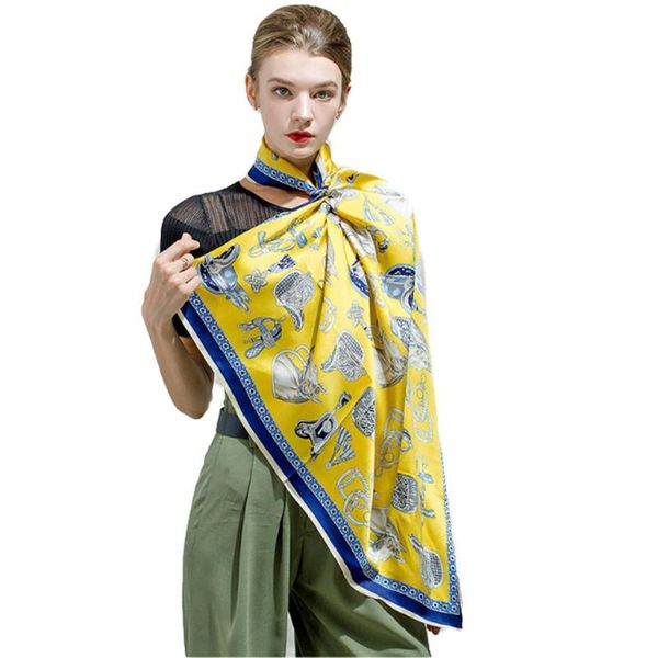 100% silk scarf women's sunscreen cape vintage large square shawl wraps travel party accessories all seasons 110cm, Blue;gray
100% silk scarf women's sunscreen cape vintage large square shawl wraps travel party accessories all seasons 110cm, Blue;gray