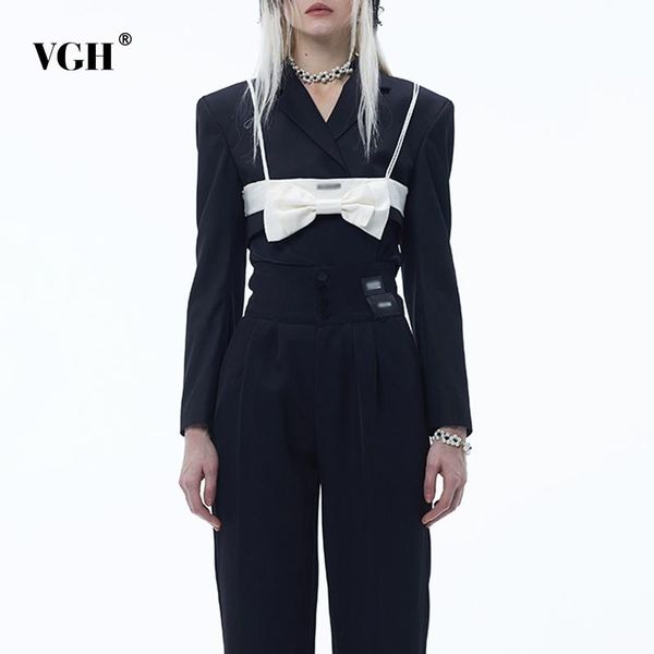 women's suits & blazers vgh korean short slim black female blazer patchwork white bowknot vest fashion casual colorblock jackets spring, White;black
women's suits & blazers vgh korean short slim black female blazer patchwork white bowknot vest fashion casual colorblock jackets spring, White;black