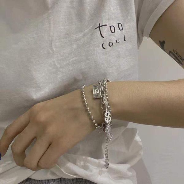 link, chain woman bangles fashion bracelets women dollar sign simple gilrs party multilayer jewellery trendy silver color metal bransoletka, Black
link, chain woman bangles fashion bracelets women dollar sign simple gilrs party multilayer jewellery trendy silver color metal bransoletka, Black