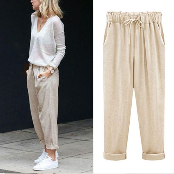 women's pants & capris women plus size cuffed ankle length cropped solid color loose casual harem trousers drawstring waist thin street, Black;white
women's pants & capris women plus size cuffed ankle length cropped solid color loose casual harem trousers drawstring waist thin street, Black;white
