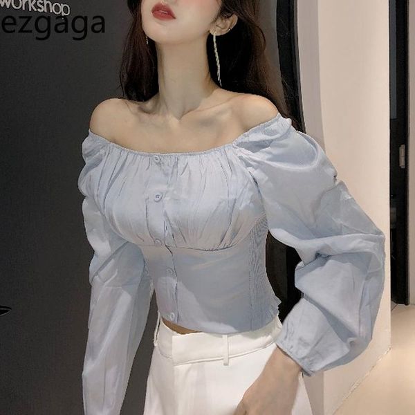 women's blouses & shirts ezgaga off shoulder blouse women slash neck 2021 spring stretch simple solid slim single breasted crop korean, White
women's blouses & shirts ezgaga off shoulder blouse women slash neck 2021 spring stretch simple solid slim single breasted crop korean, White