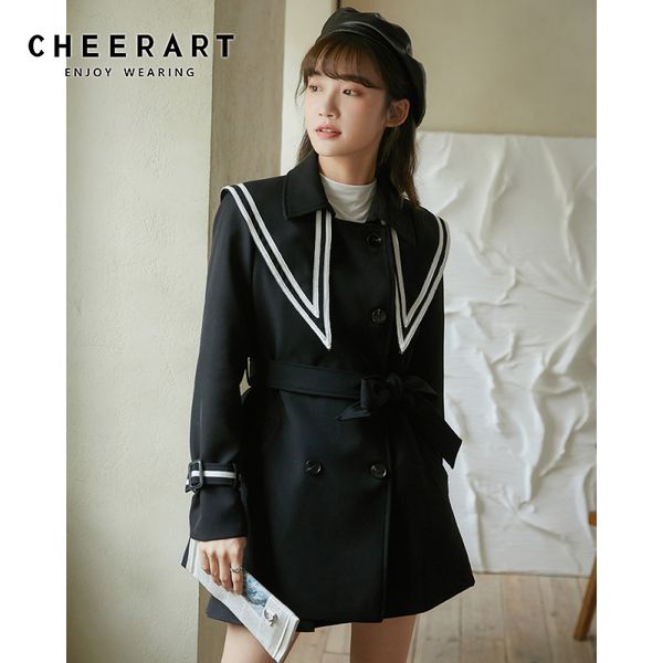 sailor collar black double breasted trench coat for women preppy style coats and jackets autumn winter fashion 210427, Tan;black
sailor collar black double breasted trench coat for women preppy style coats and jackets autumn winter fashion 210427, Tan;black