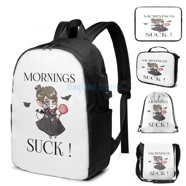 funny graphic print mornings suck vampire fangs(2) usb charge backpack men school bags women bag travel laptop
funny graphic print mornings suck vampire fangs(2) usb charge backpack men school bags women bag travel laptop