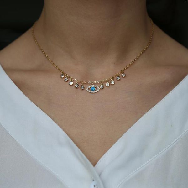 chains genuine yellow gold color necklace turkey round evil eye necklaces zirconia for woman chain jewelry 35+10cm, Silver
chains genuine yellow gold color necklace turkey round evil eye necklaces zirconia for woman chain jewelry 35+10cm, Silver