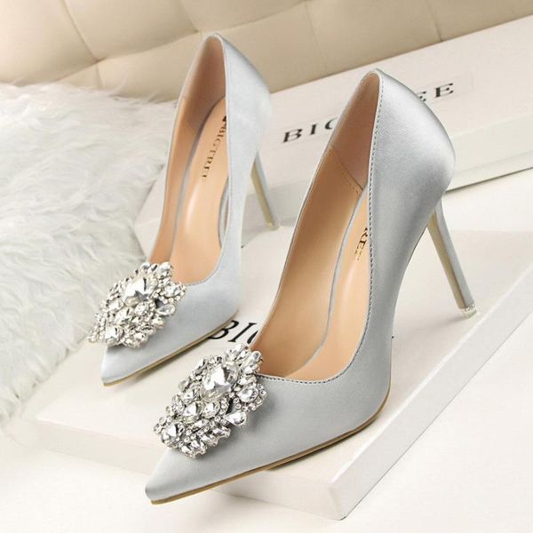 dress shoes version of rhinestone women's thin heels high shallow mouth pointed shiny buckle single, Black
dress shoes version of rhinestone women's thin heels high shallow mouth pointed shiny buckle single, Black